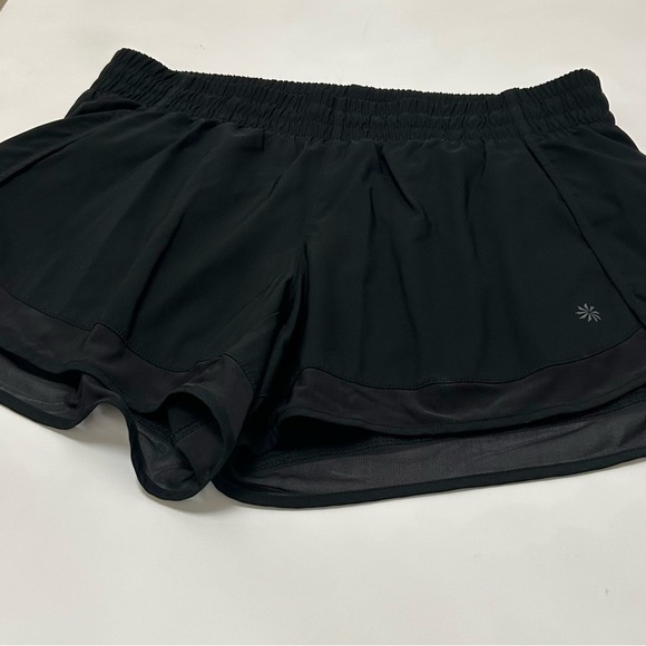 Athleta Momentum Racer Run Shorts S Black 4" Activewear Summer Wardrobe Staple - Picture 2 of 11